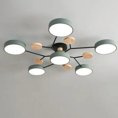 Modern Round Iron LED Semi-Flush Ceiling Chandelier