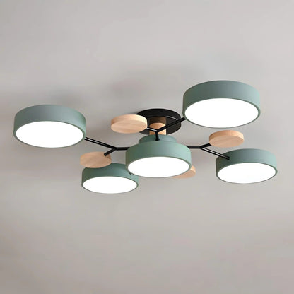 Modern Round Iron LED Semi-Flush Ceiling Chandelier