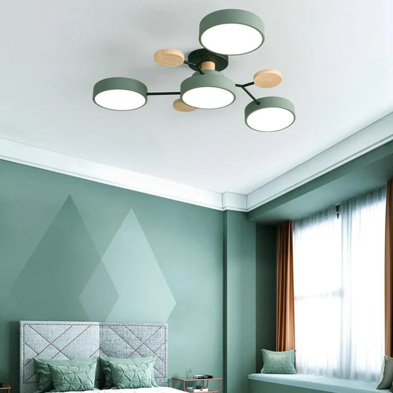 Modern Round Iron LED Semi-Flush Ceiling Chandelier