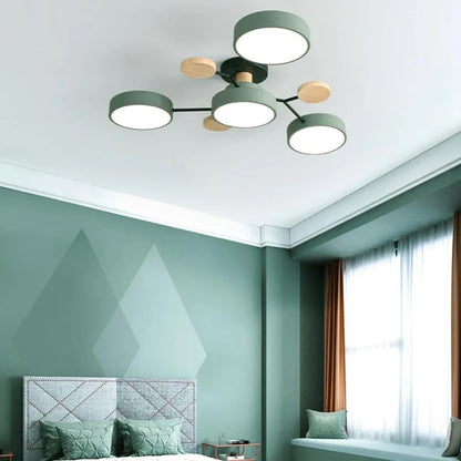 Modern Round Iron LED Semi-Flush Ceiling Chandelier