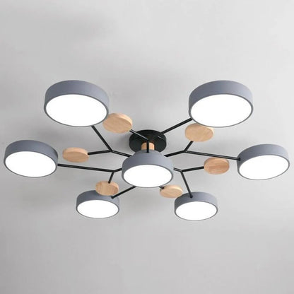 Modern Round Iron LED Semi-Flush Ceiling Chandelier