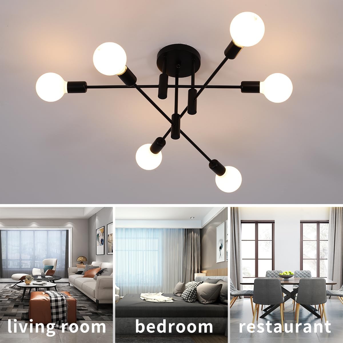 Modern Nordic Black Metal Ceiling Light
