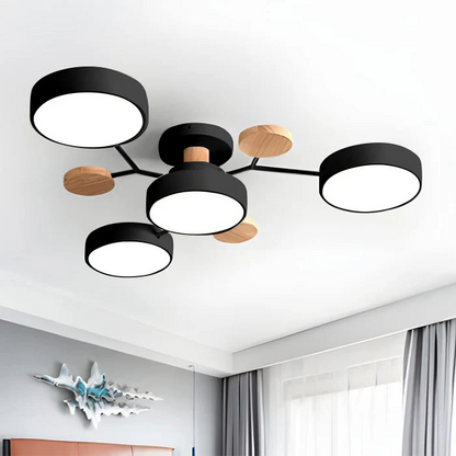 Modern Round Iron LED Semi-Flush Ceiling Chandelier