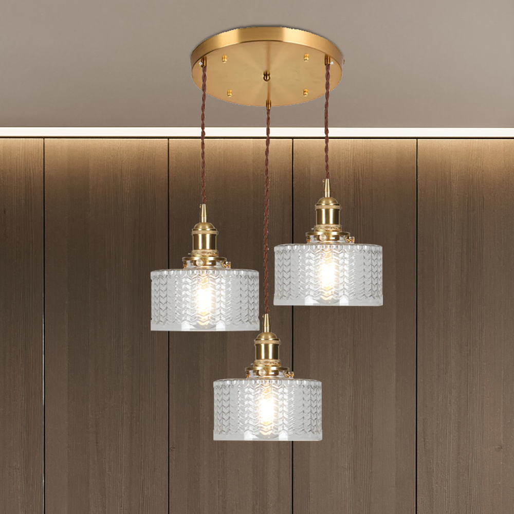 Vintage Cylinder Glass Pendant Light
