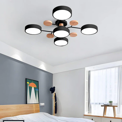 Modern Round Iron LED Semi-Flush Ceiling Chandelier