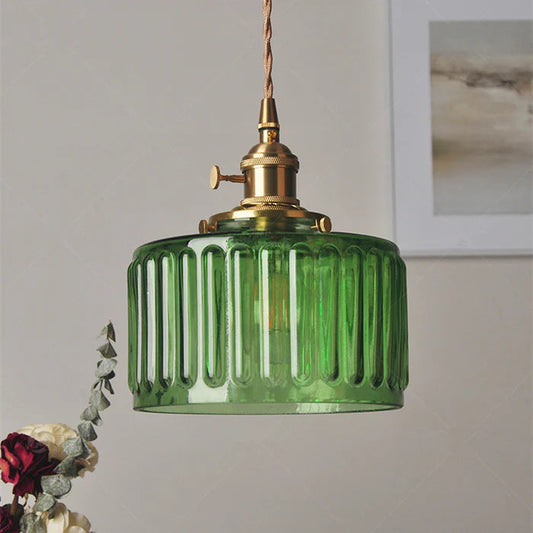 Vintage Cylinder Glass Pendant Light