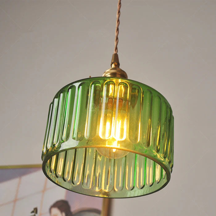 Vintage Cylinder Glass Pendant Light