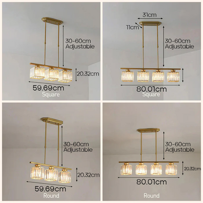 Nordic Multi Head Glass Island Chandelier