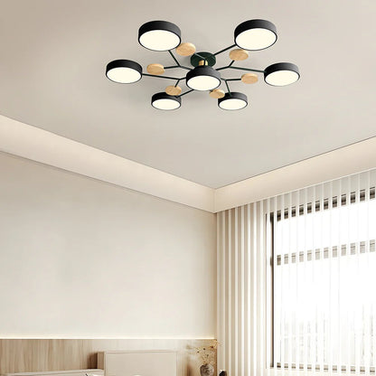 Modern Round Iron LED Semi-Flush Ceiling Chandelier