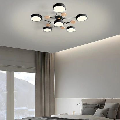 Modern Round Iron LED Semi-Flush Ceiling Chandelier