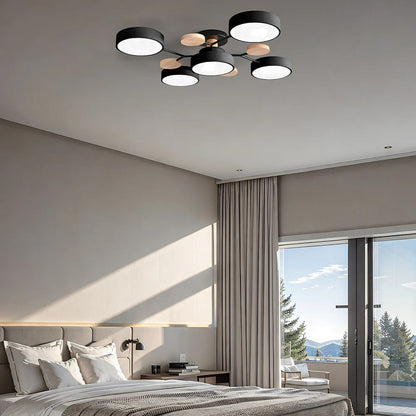 Modern Round Iron LED Semi-Flush Ceiling Chandelier