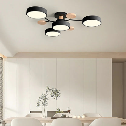 Modern Round Iron LED Semi-Flush Ceiling Chandelier