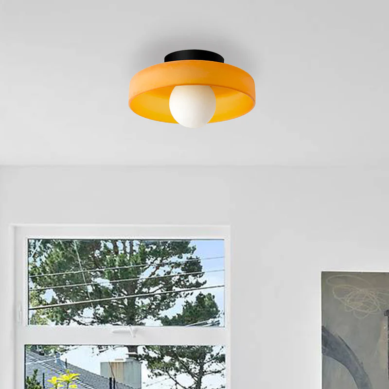 Modern Round Glass Flush Mount Kitchen Ceiling Light