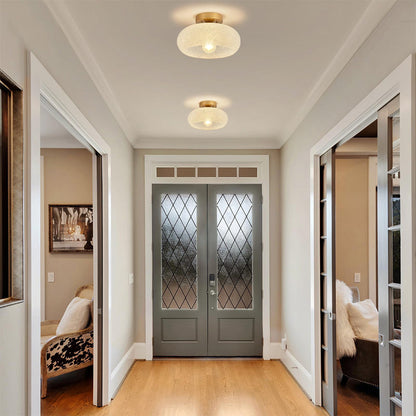Modern Round Glass Semi-Flush Ceiling Light