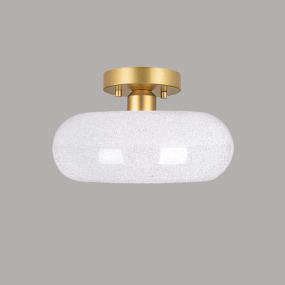 Modern Round Glass Semi-Flush Ceiling Light