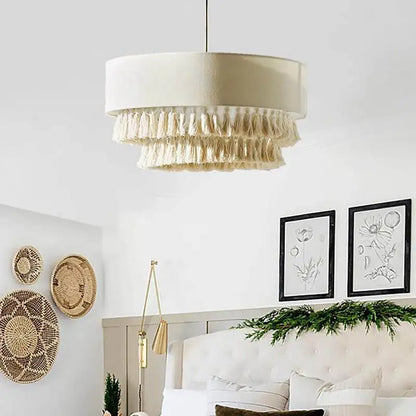 Japanese Beige Fabric Chandelier