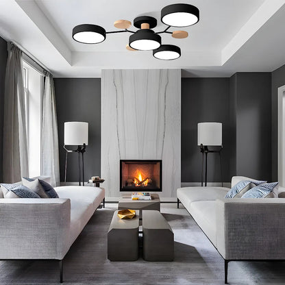Modern Round Iron LED Semi-Flush Ceiling Chandelier