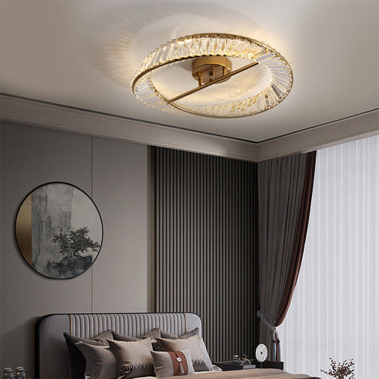 Round Modern LED Crystal Living Room Ceiling Lamp