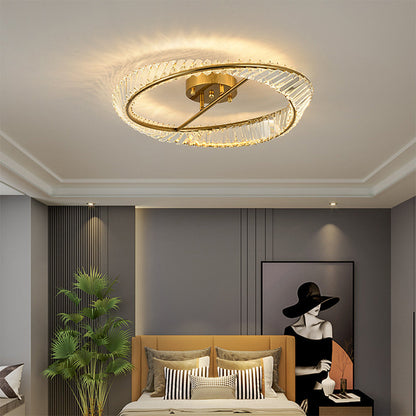 Round Modern LED Crystal Living Room Ceiling Lamp