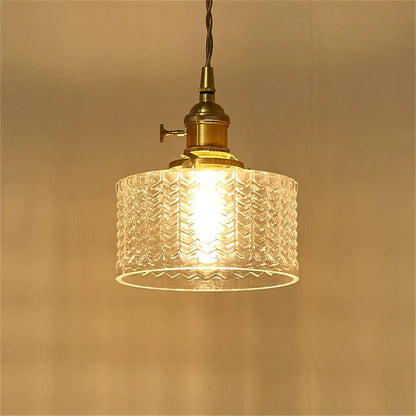 Vintage Cylinder Glass Pendant Light