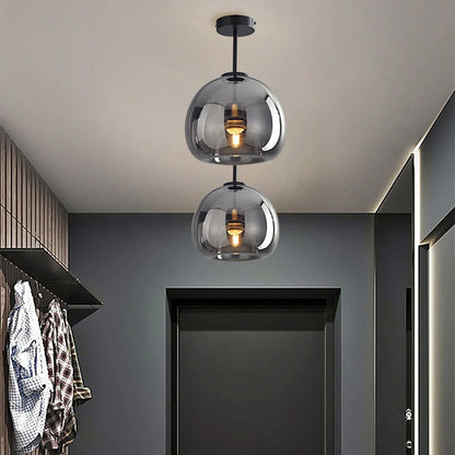 Modern Copper Glass Flush Mount Ceiling Light