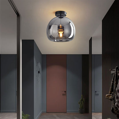 Modern Copper Glass Flush Mount Ceiling Light
