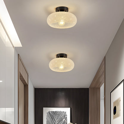 Modern Round Glass Semi-Flush Ceiling Light