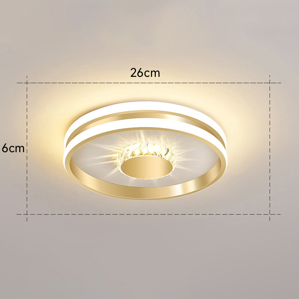 Gold Crystal LED Hallway Ceiling Light