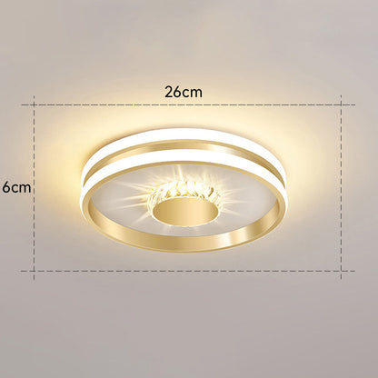 Gold Crystal LED Hallway Ceiling Light