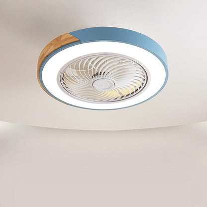 Round Modern Wood Ceiling Fans With LED Lights