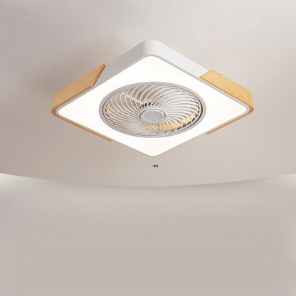 Round Modern Wood Ceiling Fans With LED Lights