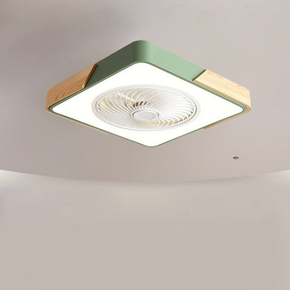 Round Modern Wood Ceiling Fans With LED Lights