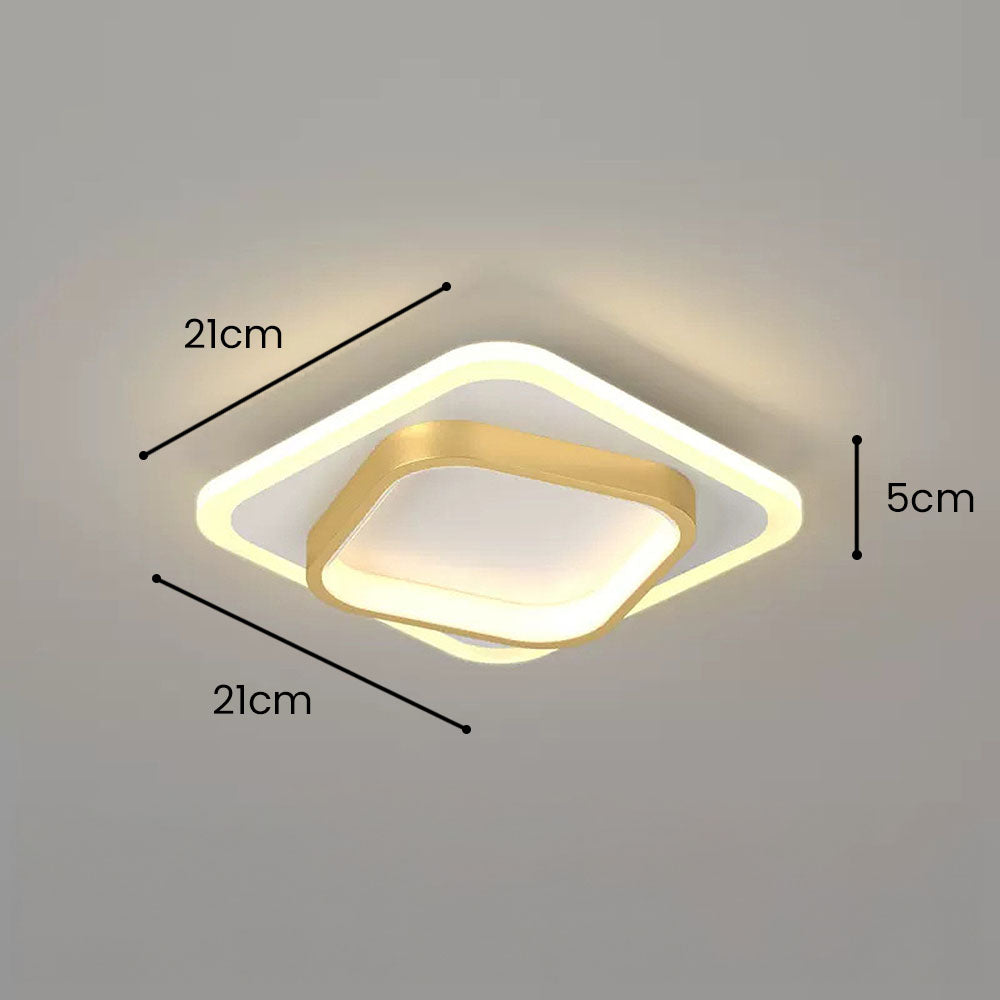 Gold Square LED Living Room Ceiling Light