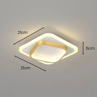 Gold Square LED Living Room Ceiling Light