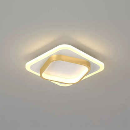 Gold Square LED Living Room Ceiling Light
