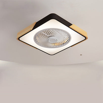 Round Modern Wood Ceiling Fans With LED Lights