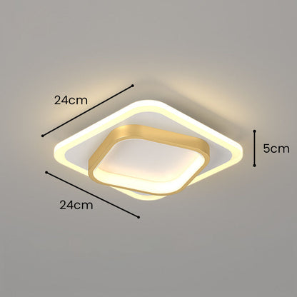 Gold Square LED Living Room Ceiling Light
