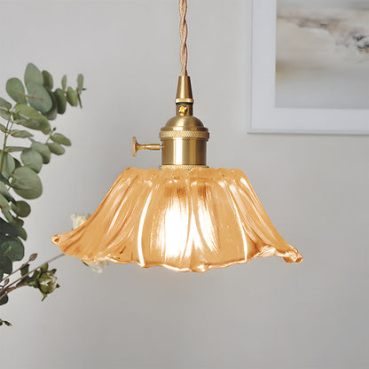 Retro Glass Flower Pendant Light For Dining Room