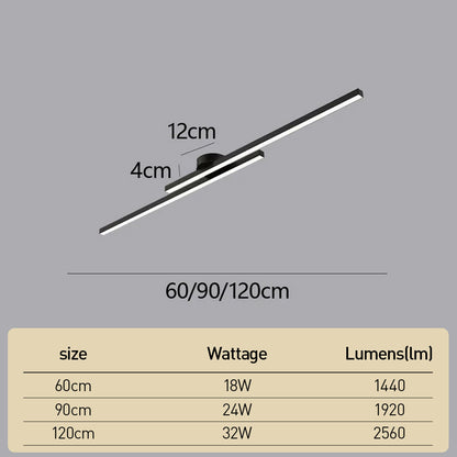 Modern Aluminium Long Strip LED Semi Flush Ceiling Light