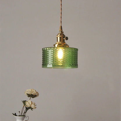 Vintage Cylinder Glass Pendant Light