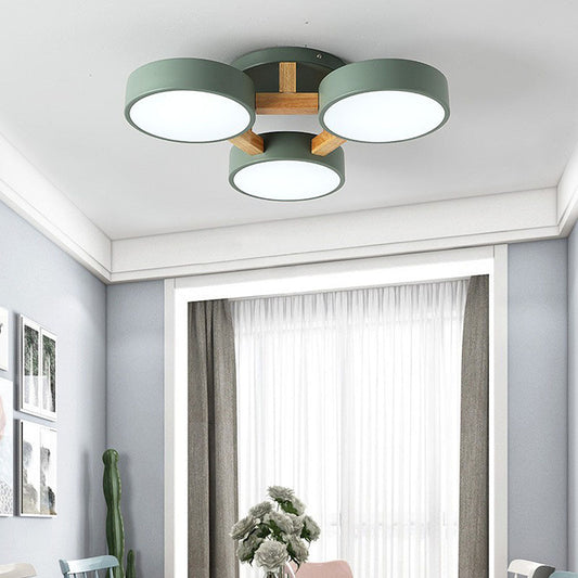 Iron Wood Modern LED Bedroom Ceiling Light