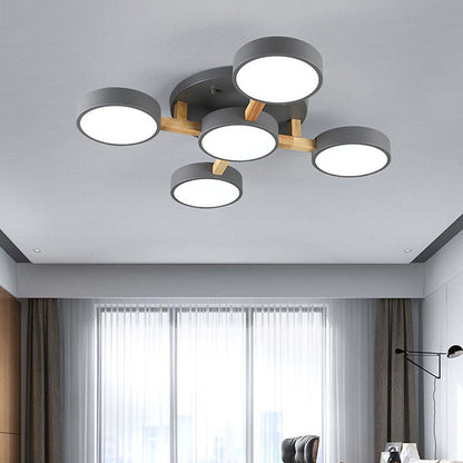 Iron Wood Modern LED Bedroom Ceiling Light