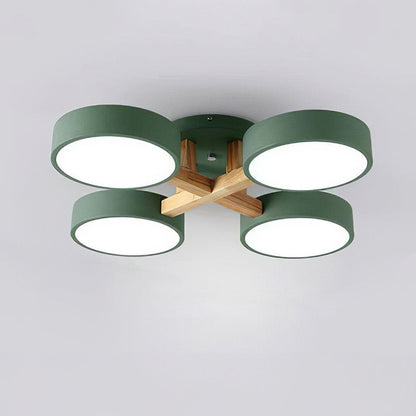 Iron Wood Modern LED Bedroom Ceiling Light