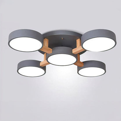Iron Wood Modern LED Bedroom Ceiling Light