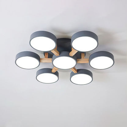 Iron Wood Modern LED Bedroom Ceiling Light