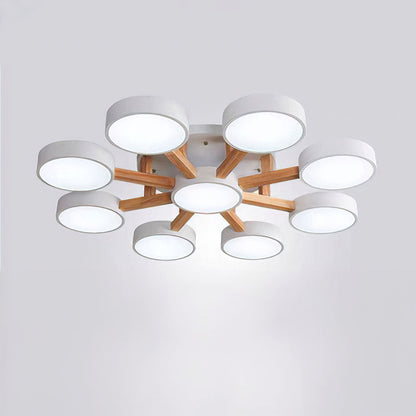 Iron Wood Modern LED Bedroom Ceiling Light