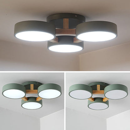 Iron Wood Modern LED Bedroom Ceiling Light